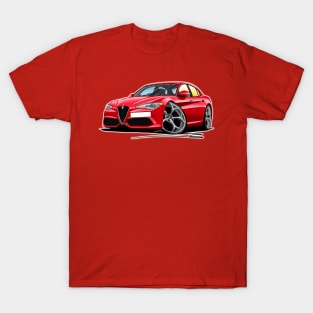 Alfa Romeo Giulia Red - Car Caricature T-Shirt